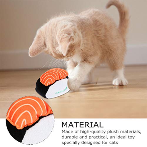 VILLCASE 3 Piezas de Juguetes de Catnip- Juguetes de Gato de Sushi Juguete de Gatito Resistente a La Picadura Salmon Arctic Caparazón Fresco de Felpa de Camarón Impreso Juguetes de Limpieza