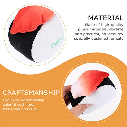 VILLCASE 3 Piezas de Juguetes de Catnip- Juguetes de Gato de Sushi Juguete de Gatito Resistente a La Picadura Salmon Arctic Caparazón Fresco de Felpa de Camarón Impreso Juguetes de Limpieza