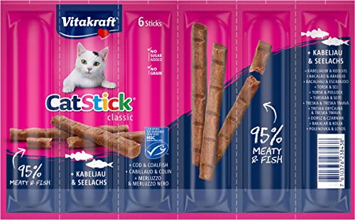 Vitakraft - Aperitivo para gatos, Caja con 10 piezas de 6 sticks