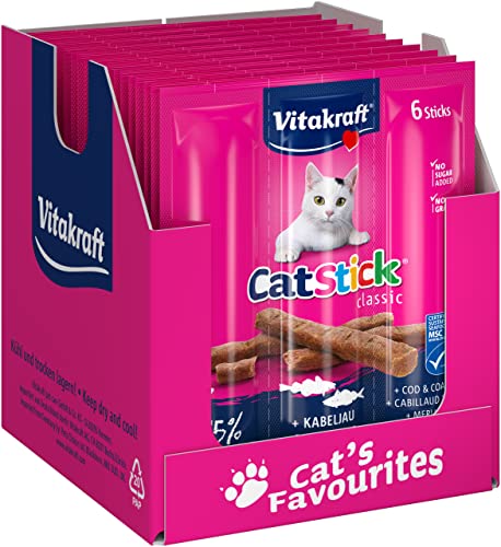 Vitakraft - Aperitivo para gatos, Caja con 10 piezas de 6 sticks
