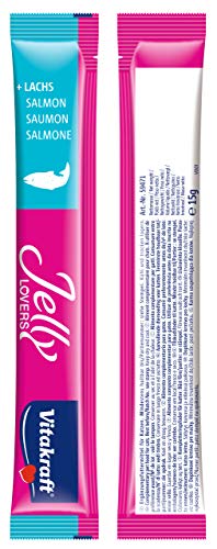 Vitakraft - Jelly Lovers, Snacks de Gelatina para Gatos, Variedad Salmón y Platija - 6 Unidades x 15 g