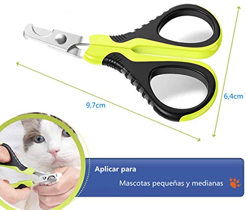 Voarge Recortador de Tijeras para Mascotas, Cortaúñas Gatos Profesional de Acero Inoxidable para Perros Mascotas Pequeños y Conejos, Tijeras Acero Inoxidable diseño Curvo de 25 Grados