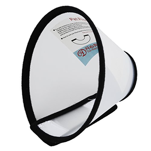 Vrttlkkfe Elizabethan Collar para Mascota Perro Gato Cono Curativo E- Collar Blanco con Negro