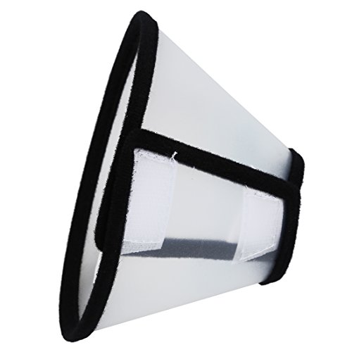 Vrttlkkfe Elizabethan Collar para Mascota Perro Gato Cono Curativo E- Collar Blanco con Negro