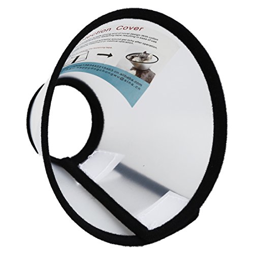 Vrttlkkfe Elizabethan Collar para Mascota Perro Gato Cono Curativo E- Collar Blanco con Negro