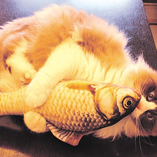 Vrttlkkfe Mascota Suave Felpa 3D Forma de Pez Gato Juguete Regalos Interactivos Pez Hierba Gatera Juguetes de Peluche Almohada MuñEca SimulacióN Pez Jugando Juguete