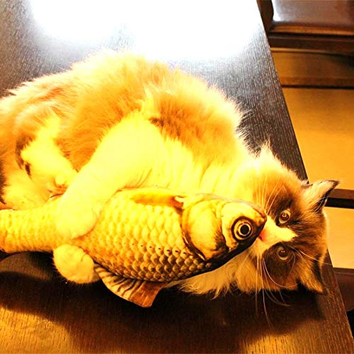 Vrttlkkfe Mascota Suave Felpa 3D Forma de Pez Gato Juguete Regalos Interactivos Pez Hierba Gatera Juguetes de Peluche Almohada MuñEca SimulacióN Pez Jugando Juguete