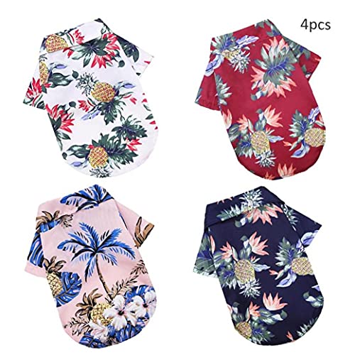 VusiElag Pet Hawaiano Camisa Perro Verano Tshirt cómodo Centro turístico Estilo cocotero Estampado Ropa de Mascota Perrito Chihuahua Bulldog de Vestir para pequeños Perros medianos Gatos niña niño