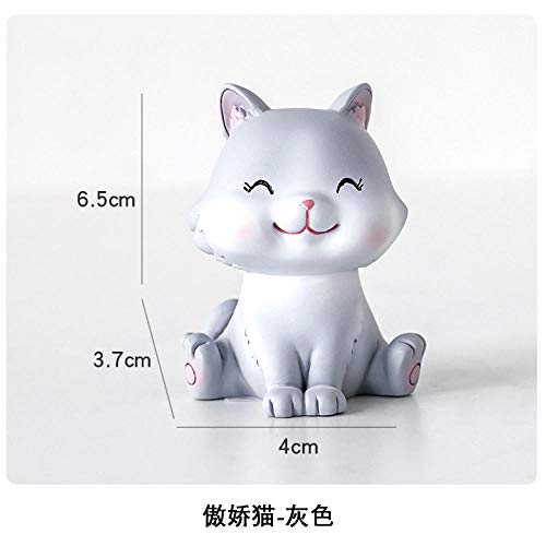 WANDOM Decoración de Gato decoración de habitación Linda Chica corazón pequeña decoración Mini muñeca decoración de Escritorio-Tsundere Gato-Gris