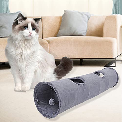WanuigH Túnel para Gatos Túnel de Gato para Exteriores COLLPLIBLE Pet Pet Tubo Tubo para EL Tubo DE Tunnel para Cat Dog Puppy Kitty COBBIT Fácil de Jugar (Color : Gris, Size : 130x30cm)