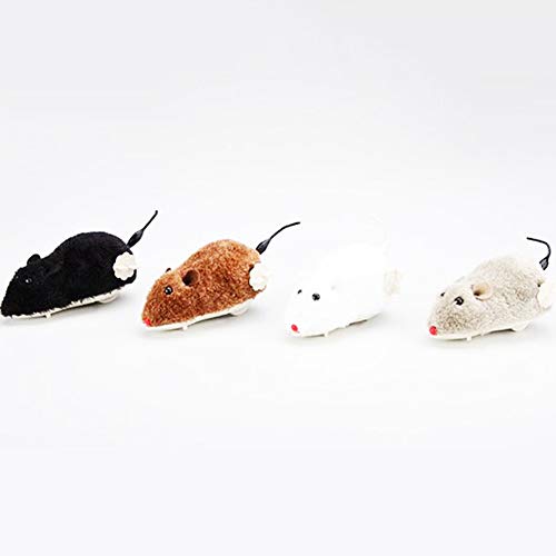 Washranp Gatos Perro Jugando, Mascota Perro Gato Peluche Divertido Juguete Ratón Animal Mecanismo Cuerda para Correr Jugar Regalo para Gato O Perro Pequeño Color Aleatorio