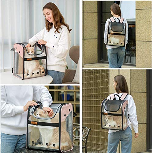WEECOC Bolsa de Transporte para Mascotas Mochila de Transporte Jaula para Gato Perro Jaula portátil para Mascotas con Estructura de Alambre Transparente Plegable espaciosa (Azul)