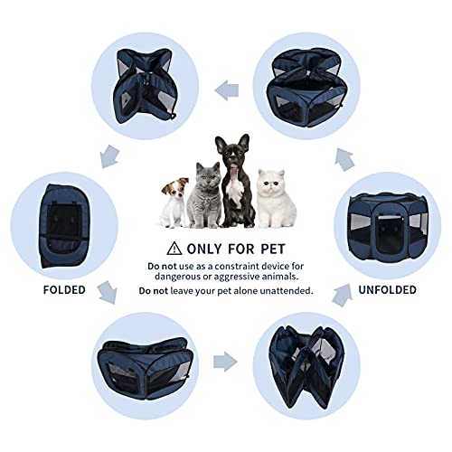 Wemk Parque Plegable para Perros, Portátil Parque para Perros, Impermeable Parque de Juego, Parque Mascotas para Gatos Conejos, Jaula Octagonal para Mascotas, 125x125x64cm