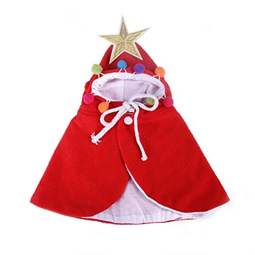 WGGTX Ropa para Mascotas Gato Lindo del Perro de la Navidad del Traje de Halloween Disfraz Capa con Capucha del Gato Ropa Adecuada for los pequeños Perros Mascotas (Color : Red, Size : Small)