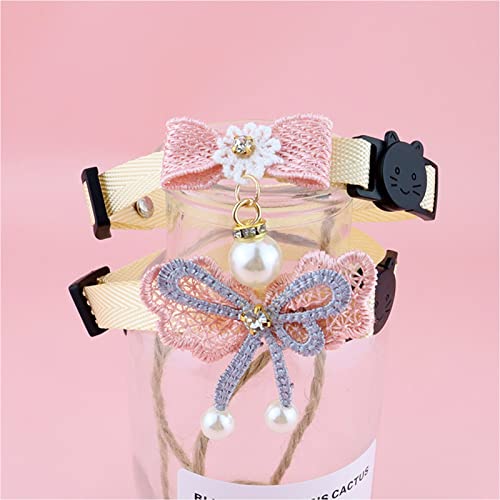 Wharick Collares de gato para gatos de niña, collar de gato, lazos de cuello para gatos de moda, estilo princesa para gatito con arcos de mariposa para el festival de primavera azul