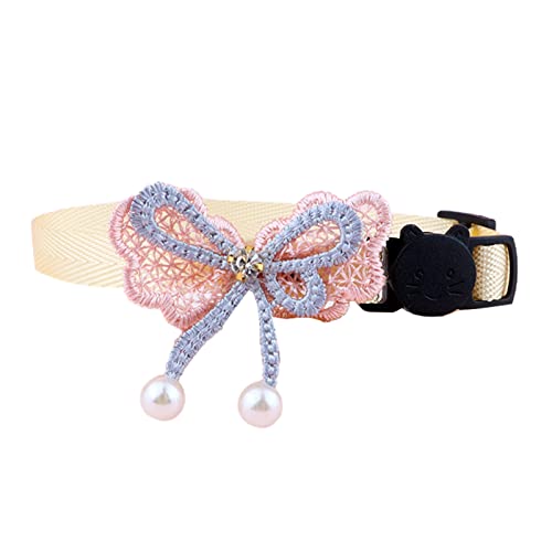 Wharick Collares de gato para gatos de niña, collar de gato, lazos de cuello para gatos de moda, estilo princesa para gatito con arcos de mariposa para el festival de primavera azul