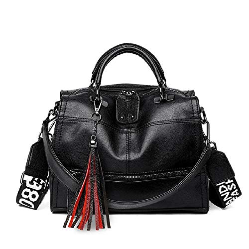 whcct Bolso retro con borla para mujer, bolso de hombro de cuero PU, bolso bandolera de lujo para mujer
