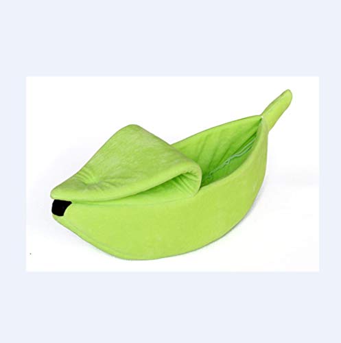 Wijider Cama para Mascotas para Gatos Y Perros，Banana Cat Bed House Cute Banana Puppy Cushion Kennel Warm Soft Pet Bet Cat Supplies Mat Mat para Gatos Kittens-Green_40X15X10Cm