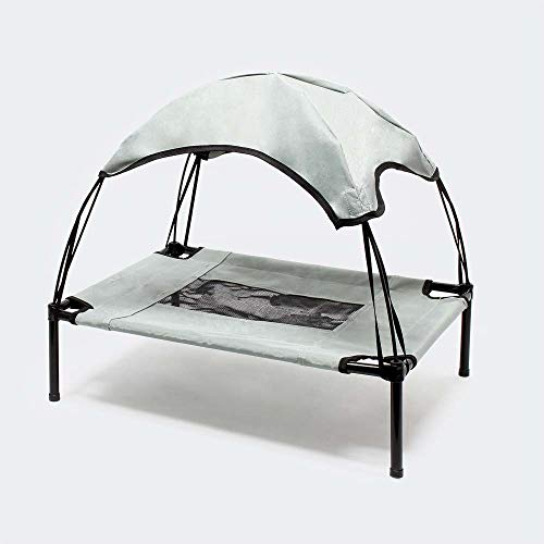 WilTec Hamaca Mascotas Cama Perros Gatos Relax Jardín Outdoor Protección Solar Sombrilla Animales S Gris