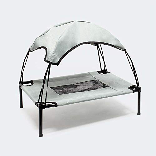 WilTec Hamaca Mascotas Cama Perros Gatos Relax Jardín Outdoor Protección Solar Sombrilla Animales S Gris