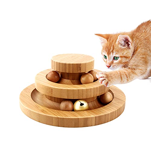 Wimaha Juguete para Gato de bambú, Juguete Interactivo para Gatos, Juguete para Gatos