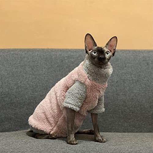 WMXING Ropa para Gatos, Ropa para Gatos Sphynx, Ropa Abrigada para Gatos con vellón, Ropa para Gatos de Dos Patas y Cuatro Patas-Pies Rosados_XL