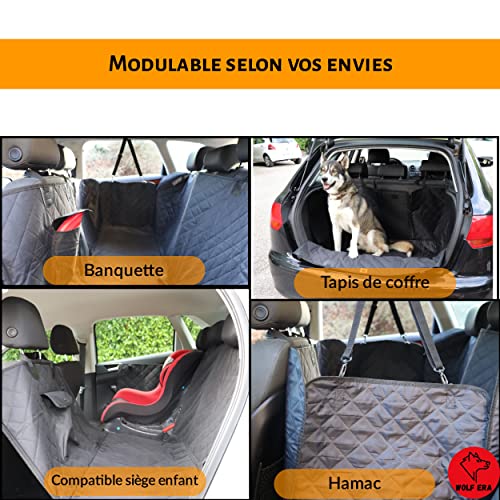 Wolf Era® - Funda universal para asiento de perro, 100 % impermeable, antideslizante, cinturón de seguridad y bolsa, protección para banco, puerta, maletero con ventana de visión para coche y SUV
