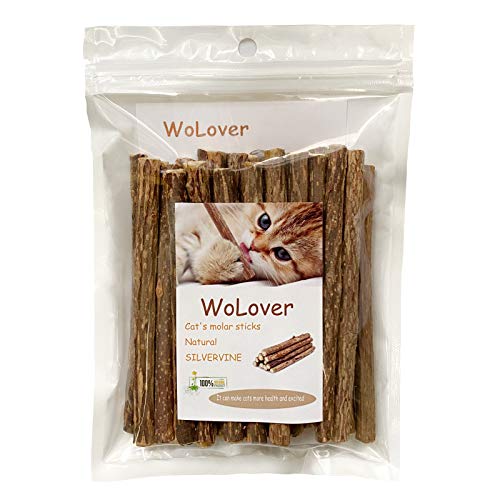WoLover Silvervine Sticks para gatos, Natural Catnip Sticks Matatabi Masticar Palos Dientes Molar Masticar Juguetes para Gatito Gatito Gatito (25 PCS)