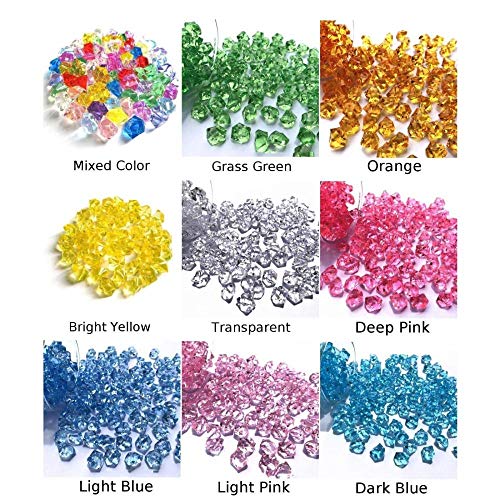 WOOAI Cristal Acrílico Piedra Gema Hielo Rocas Florero Planta 150pcs Multi Color Decoración de Acuario Útil, Amarillo Brillante
