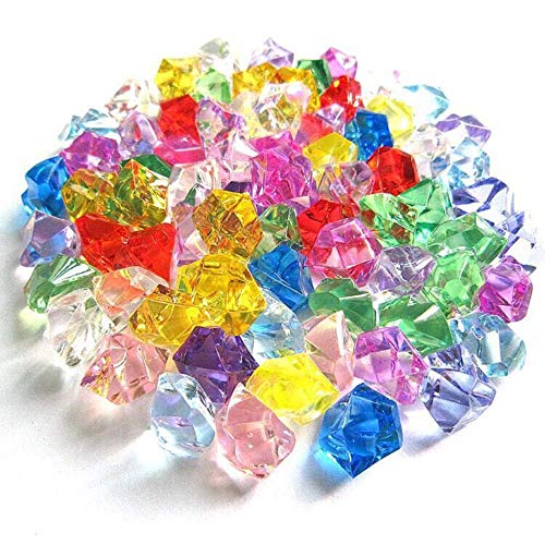 WOOAI Cristal Acrílico Piedra Gema Hielo Rocas Florero Planta 150pcs Multi Color Decoración de Acuario Útil, Amarillo Brillante