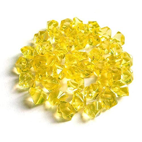 WOOAI Cristal Acrílico Piedra Gema Hielo Rocas Florero Planta 150pcs Multi Color Decoración de Acuario Útil, Amarillo Brillante