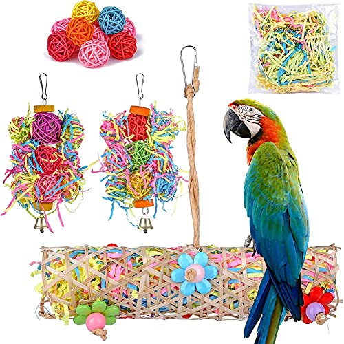WOVELOT Juguetes para Masticar PáJaros, Paquete de 5 Juguetes para Loros Juguetes Trituradores de Forraje para Colgar Adecuados para Periquitos PequeñOs y Medianos Guacamayo