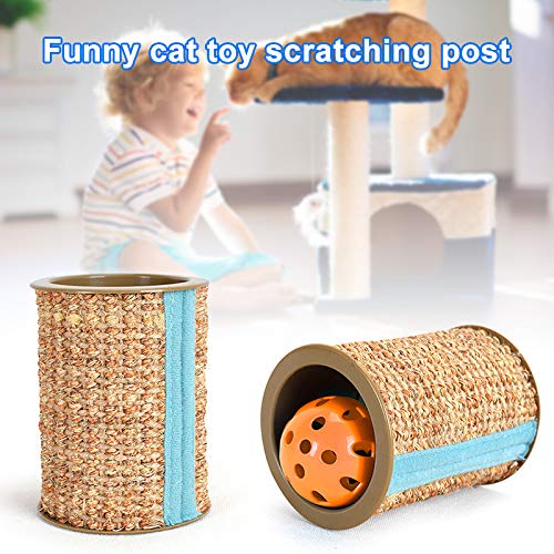 woyada 1/2 Rascador de sisal con campana para gato garra y rollo de juguete para rascar con sonido 10,3 x 8 cm, juguete apto para gatitos para mascotas