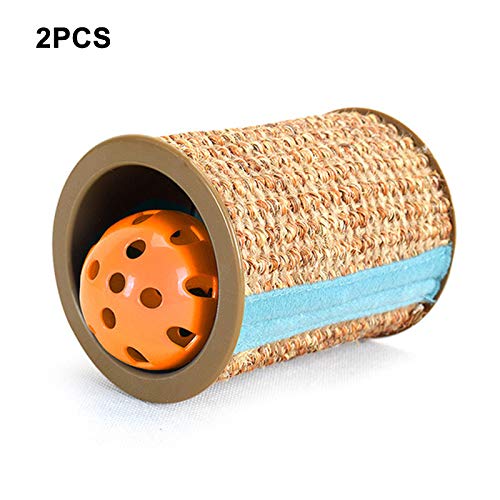 woyada 1/2 Rascador de sisal con campana para gato garra y rollo de juguete para rascar con sonido 10,3 x 8 cm, juguete apto para gatitos para mascotas