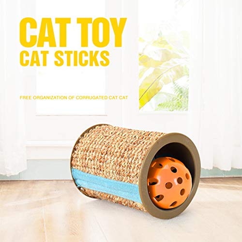 woyada 1/2 Rascador de sisal con campana para gato garra y rollo de juguete para rascar con sonido 10,3 x 8 cm, juguete apto para gatitos para mascotas