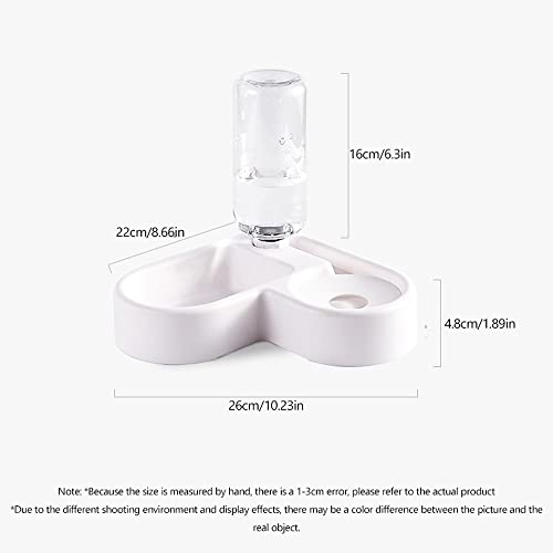 WQLP Cuenco para Gatos 2 en 1, dispensador de Agua en Forma de corazón, comedero, comedero de Agua, Suministros para Mascotas para Gatos, Conejos, Cachorros
