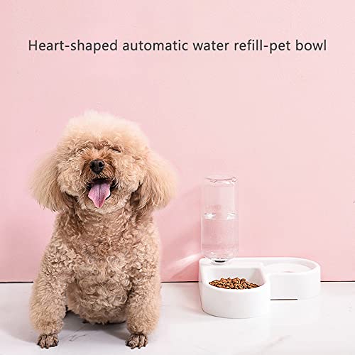 WQLP Cuenco para Gatos 2 en 1, dispensador de Agua en Forma de corazón, comedero, comedero de Agua, Suministros para Mascotas para Gatos, Conejos, Cachorros