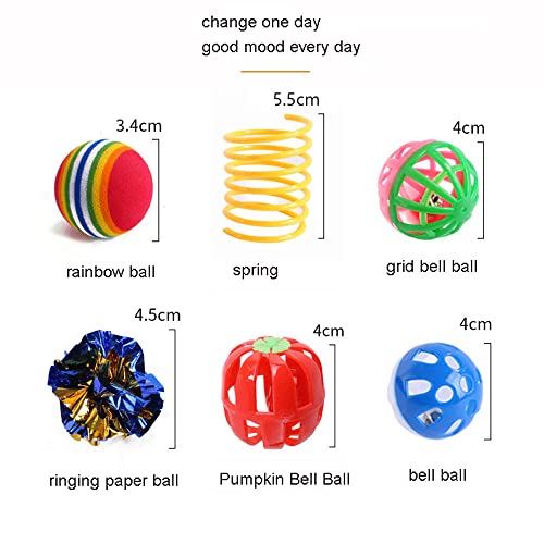 WQLP Juego de 25 Piezas para Gatos y Gatitos, túnel Plegable para Gatos de Interior, Juguetes de Plumas para Divertidos Palos de Gatos, Ratones de Peluche,Juego de Alivio del estrés para Gatitos