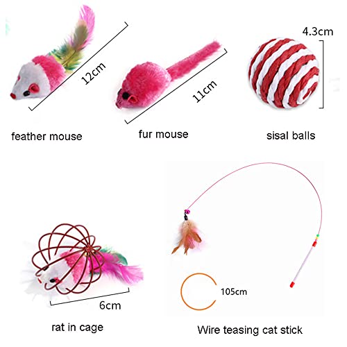 WQLP Juego de 25 Piezas para Gatos y Gatitos, túnel Plegable para Gatos de Interior, Juguetes de Plumas para Divertidos Palos de Gatos, Ratones de Peluche,Juego de Alivio del estrés para Gatitos