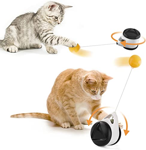 WSSSH Juguete Interactivo para Gatos de Interior, Juguete para Gatos de Equilibrio Interior, Juguete de Entrenamiento con Ruedas, Juguete para Gatos con Tumbler, Palo automático para Gatos-Pink