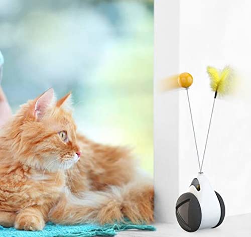 WSSSH Juguete Interactivo para Gatos de Interior, Juguete para Gatos de Equilibrio Interior, Juguete de Entrenamiento con Ruedas, Juguete para Gatos con Tumbler, Palo automático para Gatos-Pink