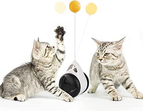 WSSSH Juguete Interactivo para Gatos de Interior, Juguete para Gatos de Equilibrio Interior, Juguete de Entrenamiento con Ruedas, Juguete para Gatos con Tumbler, Palo automático para Gatos-Pink