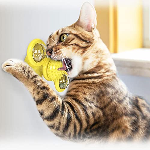 WSSSH Palo Divertido del Gato, Juguete del Gato del Tocadiscos del Molino de Viento, Juguete del Gato Divertido del Tocadiscos del Juego de la dentición, Accesorios para Mascotas-Green
