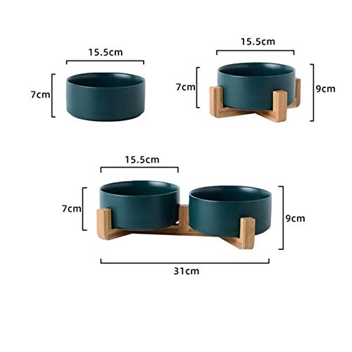WUHUAROU Cuenco de cerámica para mascotas pequeño con vajilla de madera, postre, cuenco de cerámica pequeño para gatos y perros (gris)