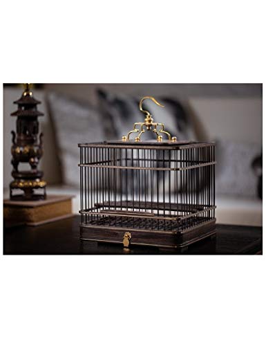 WYSTAO Plaza de la Jaula de pájaro, Chinesemetal Jaula de pájaro de Madera de sándalo, Sala de Modelo Vivo decoración de la habitación, Porche decoración, Regalo for los Padres (Color : A)