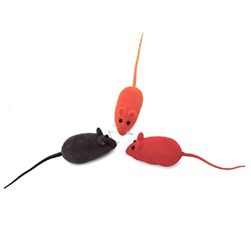 XIAN 5 piezas de ratón gato gatito juguete peludos falsos ratones rata chirrido sonido divertido nuevo