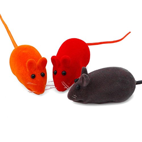 XIAN 5 piezas de ratón gato gatito juguete peludos falsos ratones rata chirrido sonido divertido nuevo