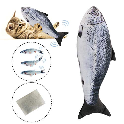 Xianghaoshun Juguete eléctrico para Gatos con Peces en Movimiento - Simulación de Peces eléctricos para muñecas - Juguete para Gatos - Juguete para Gatos con pez Flojo con Hierba gatera para Jugar