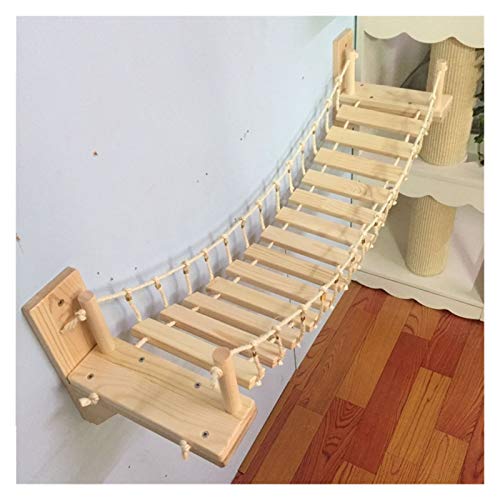 xiaofeng214 Puente de Gato de Madera montado en la Pared, Rascado de Sisal, para Saltar, Muebles para Mascotas de 90cm (Color : Wood Cat Bridge, Tamaño : 90cm)