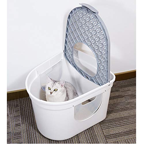 xilinshop Caja de Arena para Mascotas Top Entry Cat Litter Box Gatito Grande Kitty Cajas de Arena encerrada Gatos Aseo Easy Clean Cat Potty, 16.3"× 14.6" × 19.4" Suministros de Mascotas